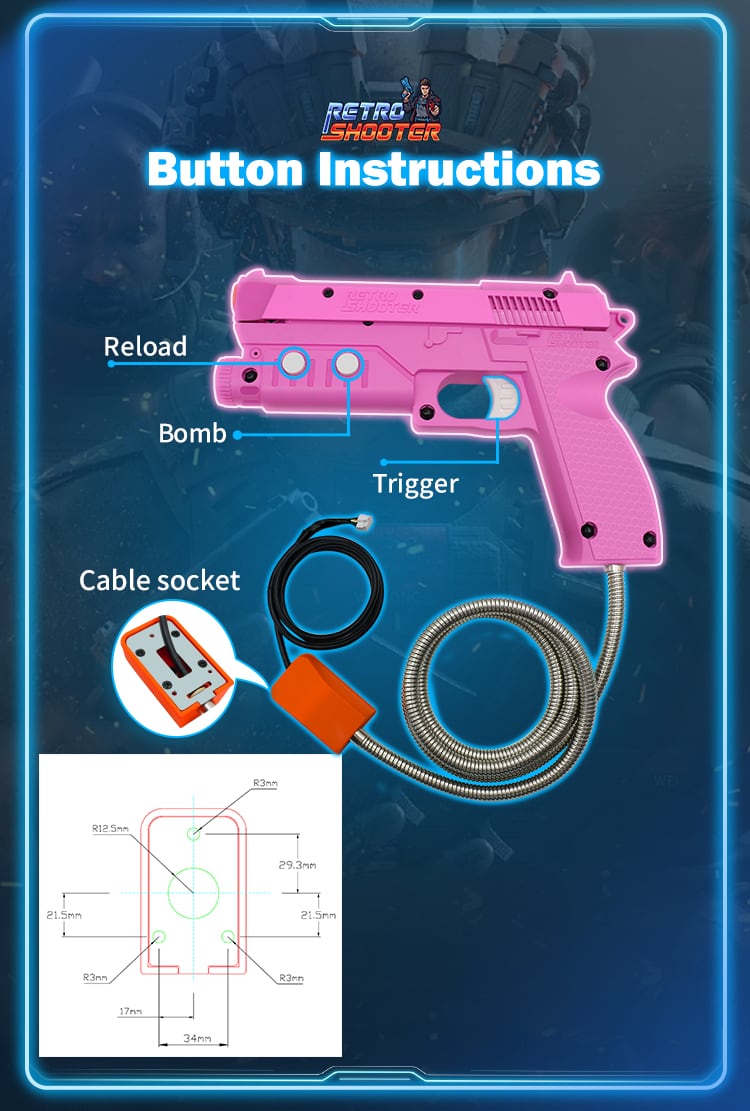 Pink arcade reaper lightgun button instructions